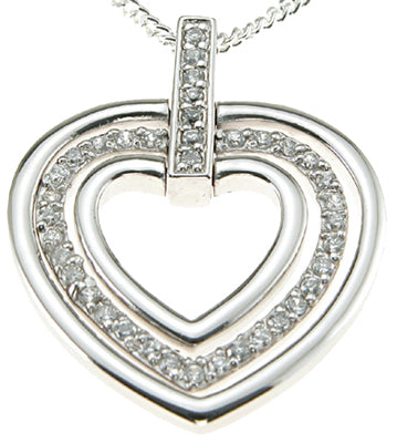 925 sterling silver rhodium finish cz brilliant heart pendant 1 4 ct