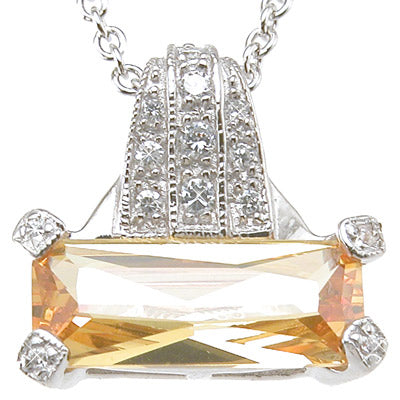 925 sterling silver rhodium finish emerald cut antique style prong pendant