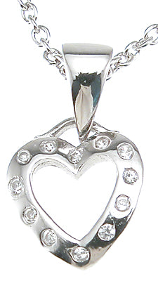 925 sterling silver rhodium finish cz heart pendant 0 12 ct