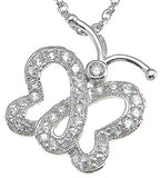 925 sterling silver rhodium finish cz butterfly pendant