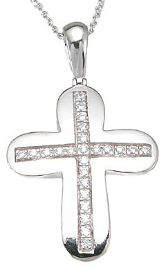 925 sterling silver rhodium finish cz brilliant cross pave pendant