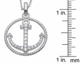 925 sterling silver fashion anchor pendant 0 5 ct