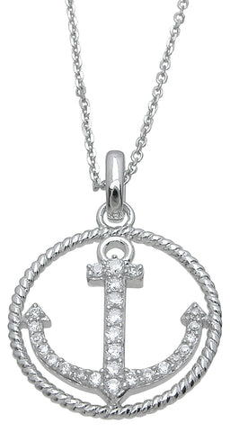 925 sterling silver fashion anchor pendant 0 5 ct