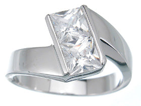 925 sterling silver platinum finish princess fashion ring alique 2 ct