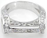 925 sterling silver platinum finish antique style pave ring