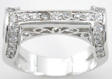 925 sterling silver platinum finish antique style pave ring