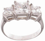925 sterling silver platinum finish princess three stone engagement ring