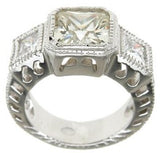 925 sterling silver rhodium finish princess antique style engagement ring