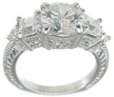 925 sterling silver rhodium finish cz princess antique style engagement ring antique style 2 1 4 ct