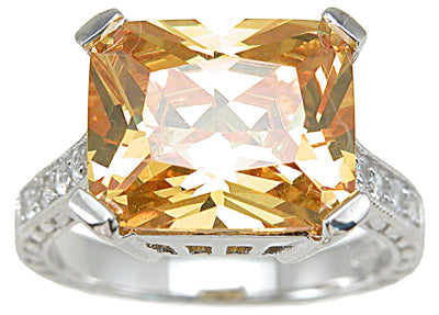 925 sterling silver rhodium finish emerald cut fashion anniversary ring