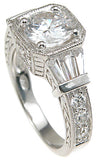 925 sterling silver rhodium finish cz baguette designer inspired pave anniversary ring