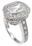 925 sterling silver rhodium finish cz emerald cut antique style wedding ring