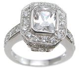 925 sterling silver rhodium finish cz emerald cut antique style wedding ring
