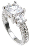 925 sterling silver rhodium finish cz princess antique style wedding ring antique style prong