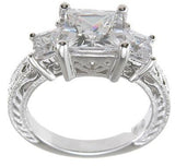 925 sterling silver rhodium finish cz princess antique style wedding ring antique style prong