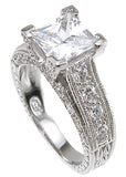 925 sterling silver rhodium finish cz princess antique style wedding ring antique style pave