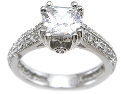 925 sterling silver rhodium finish cz princess antique style engagement ring tiffany style