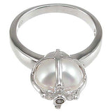 925 sterling silver rhodium finish faux pearl pave anniversary ring