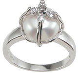 925 sterling silver rhodium finish faux pearl pave anniversary ring