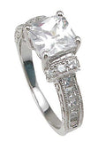 925 sterling silver rhodium finish cz princess channel engagement ring