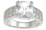 925 sterling silver rhodium finish cz princess pave wedding ring