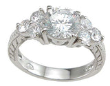 925 sterling silver rhodium finish cz prong wedding ring tiffany style
