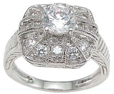 925 sterling silver rhodium finish cz antique style anniversary ring