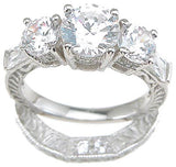 925 sterling silver rhodium finish cz antique style engagement set ring tiffany style 2 1 4 ct