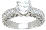 925 sterling silver rhodium finish cz princess wedding set ring 6 2 ct