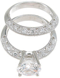 925 sterling silver rhodium finish cz antique style wedding set ring antique style 2 1 4 ct