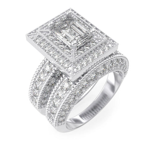 925 sterling silver rhodium finish cz antique style wedding set ring antique style 2 1 2 ct