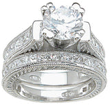 925 sterling silver rhodium finish cz princess wedding set ring 6x6 2 ct