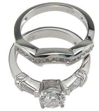 925 sterling silver rhodium finish cz engagement set ring