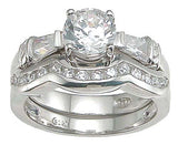 925 sterling silver rhodium finish cz engagement set ring