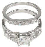 925 sterling silver rhodium finish cz princess wedding set ring antique style 1 1 2 ct