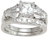 925 sterling silver rhodium finish cz princess wedding set ring antique style 1 1 2 ct