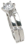 925 sterling silver rhodium finish cz solitaire engagement set ring tiffany style 1 2 ct