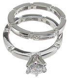 925 sterling silver rhodium finish cz solitaire engagement set ring tiffany style 1 2 ct