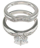925 sterling silver rhodium finish cz solitaire engagement set ring tiffany style 1 1 2 ct