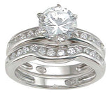 925 sterling silver rhodium finish cz solitaire engagement set ring tiffany style 1 1 2 ct