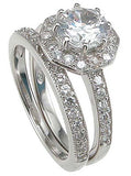 925 sterling silver rhodium finish cz antique style engagement set ring tiffany style 1 1 2 ct