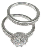 925 sterling silver rhodium finish cz antique style engagement set ring tiffany style 1 1 2 ct