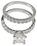 925 sterling silver rhodium finish cz princess engagement set ring tiffany style 1 1 2 ct
