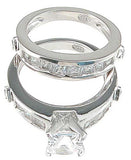 925 sterling silver rhodium finish cz princess wedding set ring tiffany style
