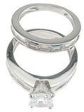 925 sterling silver rhodium finish cz princess engagement set ring tiffany style 1 3 4 ct