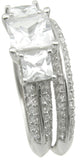 925 sterling silver three stone wedding ring set prong pave 3 ct