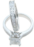 925 sterling silver princess engagement ring set