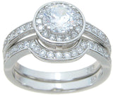 925 sterling silver halo engagement ring set 1 ct