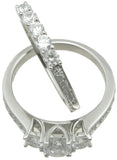 925 sterling silver three stone wedding ring set high fashion