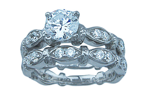 3 4ct brilliant 925 silver sterling couture wedding ring set